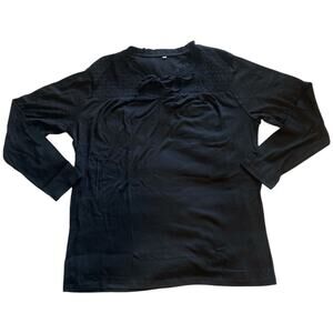 Women’s Black Long Sleeve Shirt Top Detail, Size 2XL